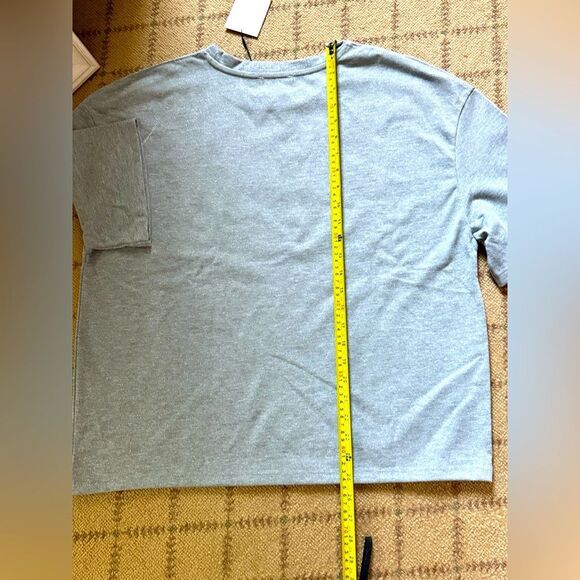 Zara Metallic Thread T-Shirt w Slogan - Silver NWT S - Picture 7 of 10